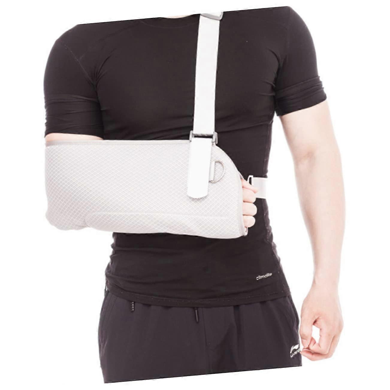 Arm Support Band Adjustable Shoulder Immobilizer Breathable Arm Sling Forearm Support Fixed Strap Grey