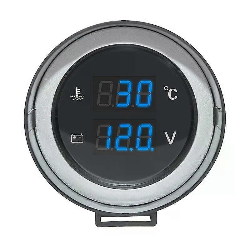 con Round Led Digital Car Truck Water Temp Gauge Temperature Sensor Temperatura Moto Voltmeter Volt Voltage Meter 2 in 1 12.0V 24V