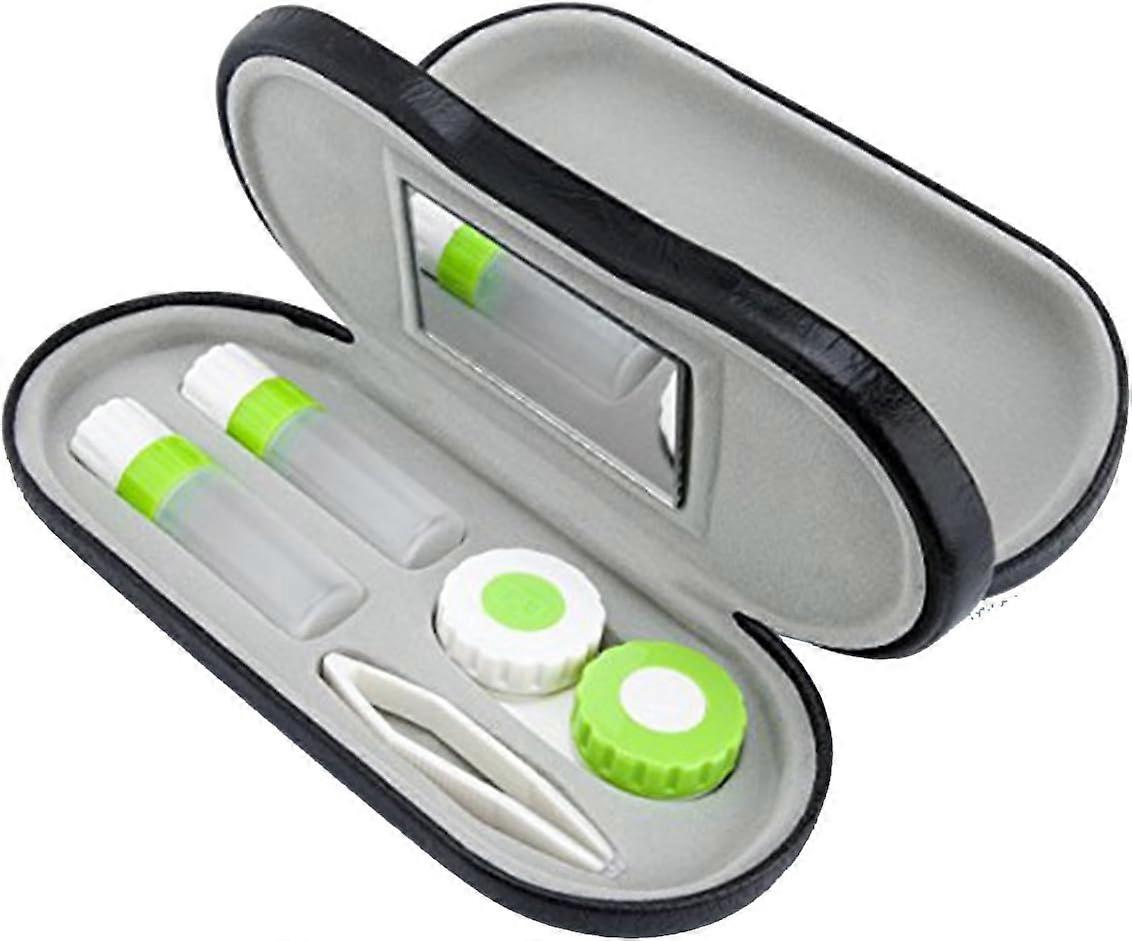 Contact Lenses ,2-in-1 Eyeglass and Contact Lens Case Double Use Portable for Home Travel Kit (Black/Blue)