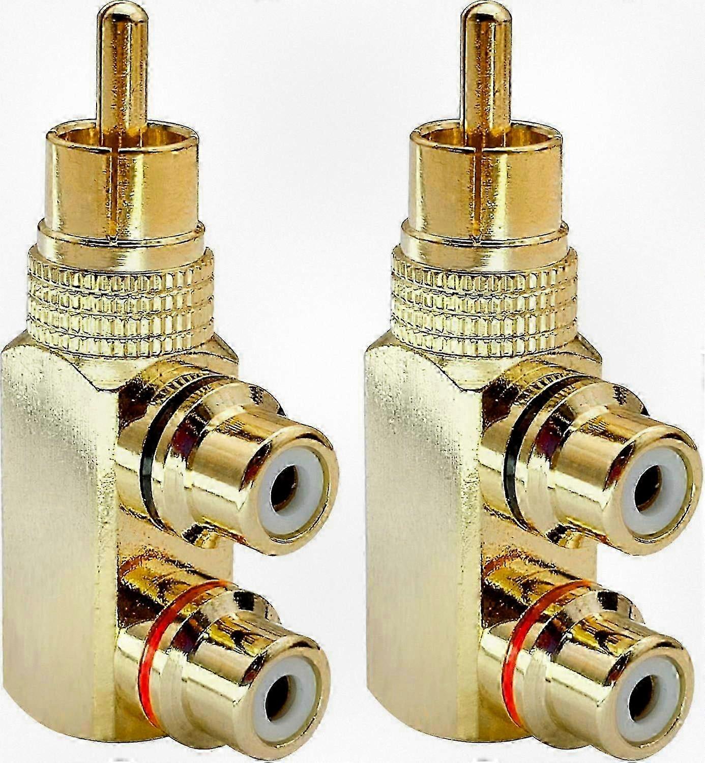 Gold RCA Splitter with Right Angle Design for Multi-Device Connection, Plated Finish