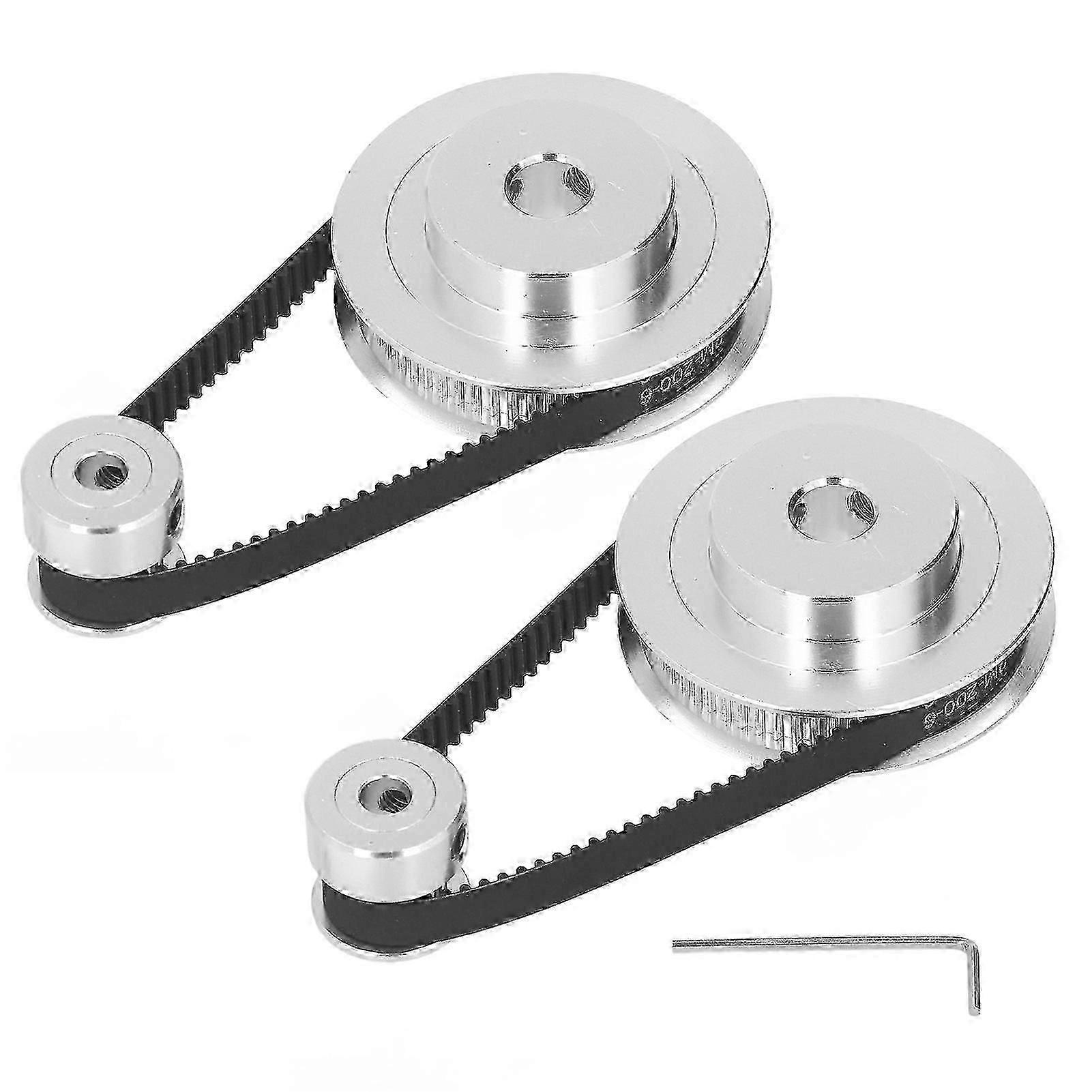 2 Set GT2 Aluminum Alloy Synchronous Timing Pulley with 2pcs 200mm Length 6mm Width Belt 60T 8mm and 20T 5mm for CNC 3D Printer Machine Drive Systems