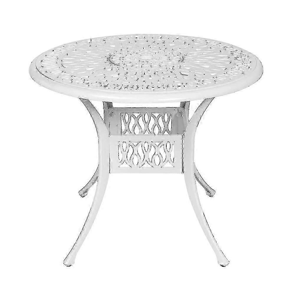 Vintage Round Cast Aluminum Garden Bistro Table White
