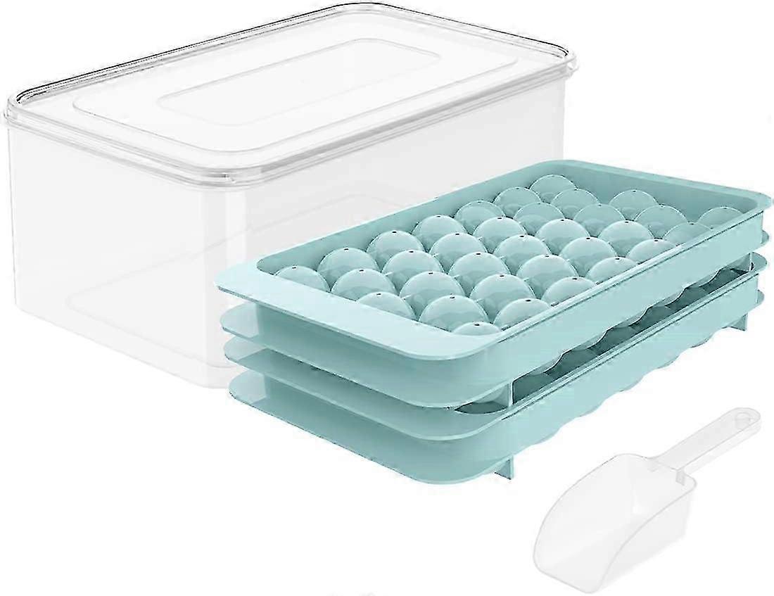 Round ice cube tray with lid and container ice maker mold for refrigerator p