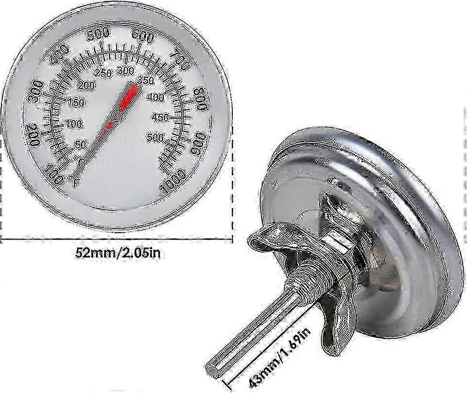 Grillthermometer, Edelstahl-Ofenthermometer Max 500c / 1000f Analoges Anzeigethermometer für Ofen, Pizzaofen, Holzofen - JV