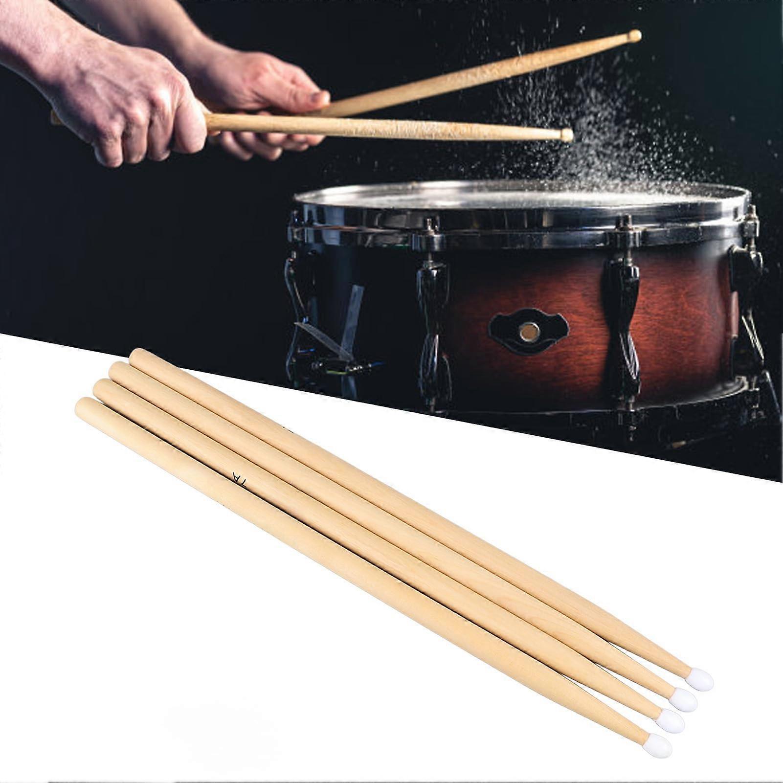 Maple Wood 7A Nylon Tip Drumsticks, 2 Pairs Drum Sticks for Lighter Punching Force and Faster Playing Ideal for Various Musical