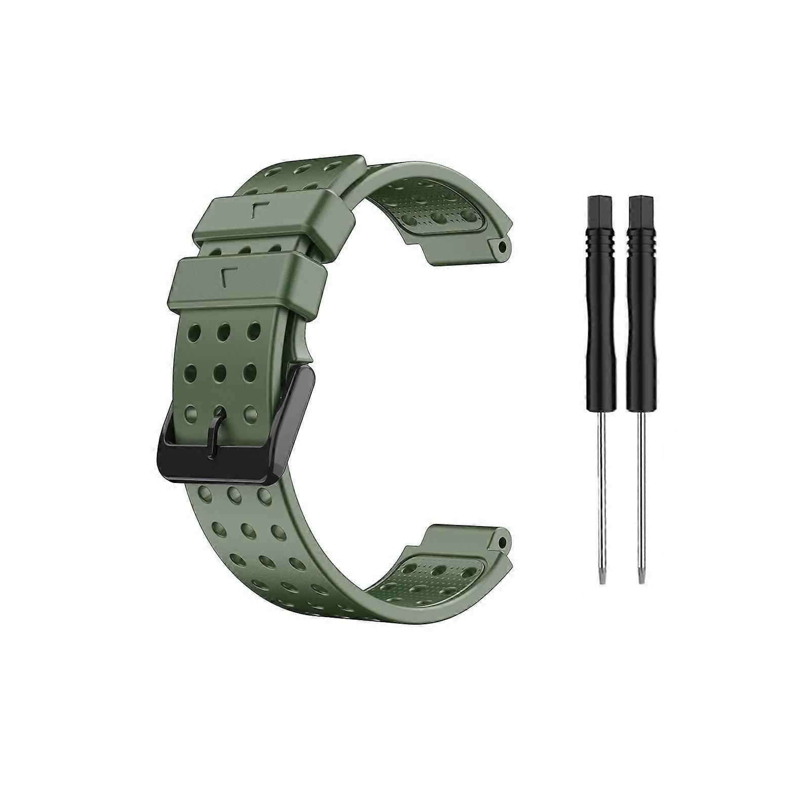 Silicone Watch Band Watch Strap with Tool for Garmin Approach S20 Watch (Army Green)
