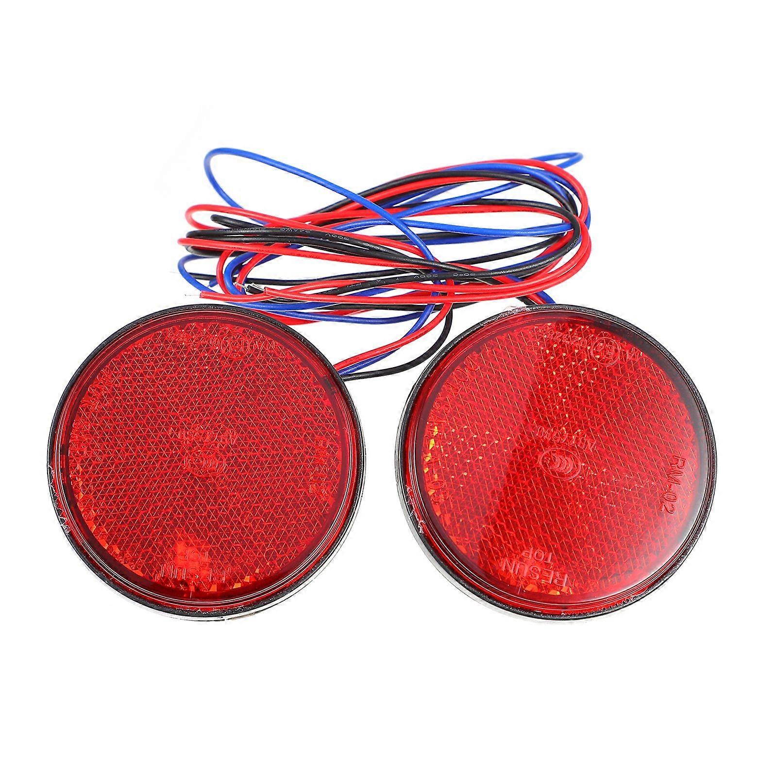 2pcs Round LED Rear Bumper Reflector Tail Light Brake Lamp Light for Motorcycle