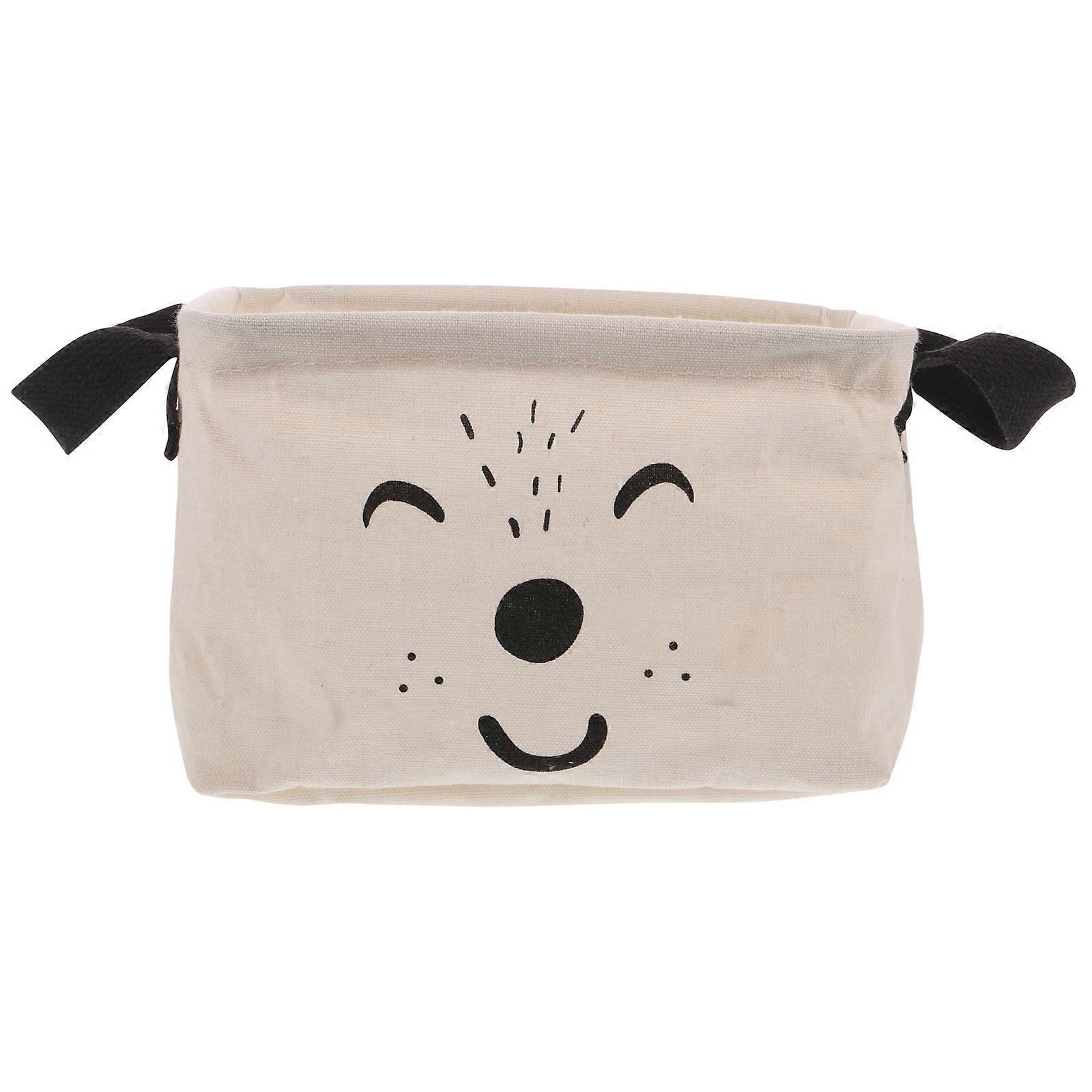 Cartoon Flannelette Storage Box Container Organiser Stereoscopic Design for Home Use Beige 28*28cm Foldable 1Set