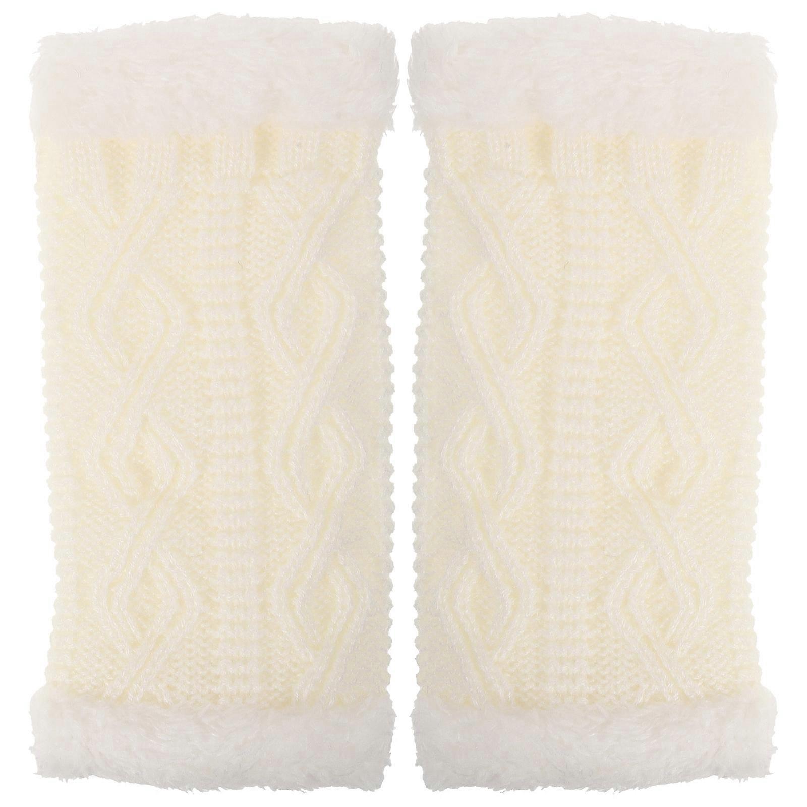 Fuzzy Fingerless Gloves Knit Gloves for Winter Warm Mittens for Women Protector Cold Weather Daily Use 1Pair