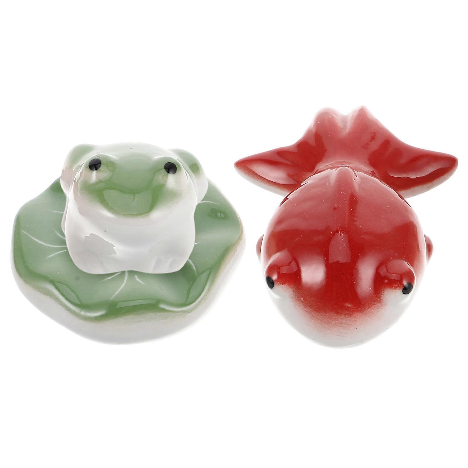 Ceramic Floating Aquarium Decor – Adorable Frog, Fish & Lotus Leaf Statues – Unique, Compact & Versatile Fish Tank Ornaments