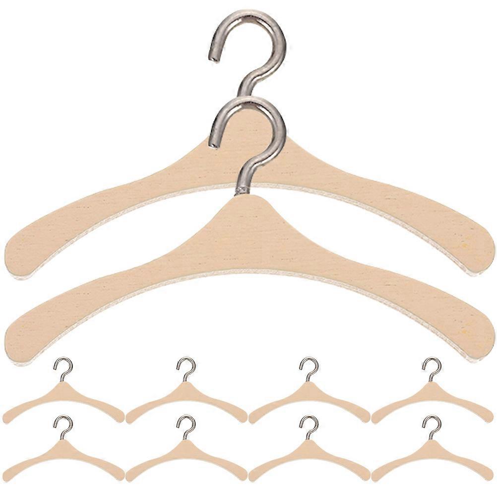 Miniature Clothes Hangers Wooden Dolls Hanger Assorted Color 4x2.5cm Hanging Displaying Organizing Doll Clothes 10Pcs