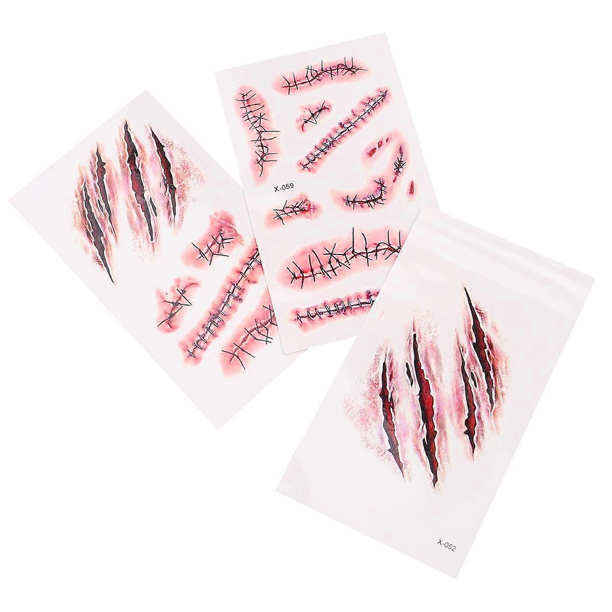 Halloween Cuts Fake Wounds Stickers Durable Terror Style 30 Sheets