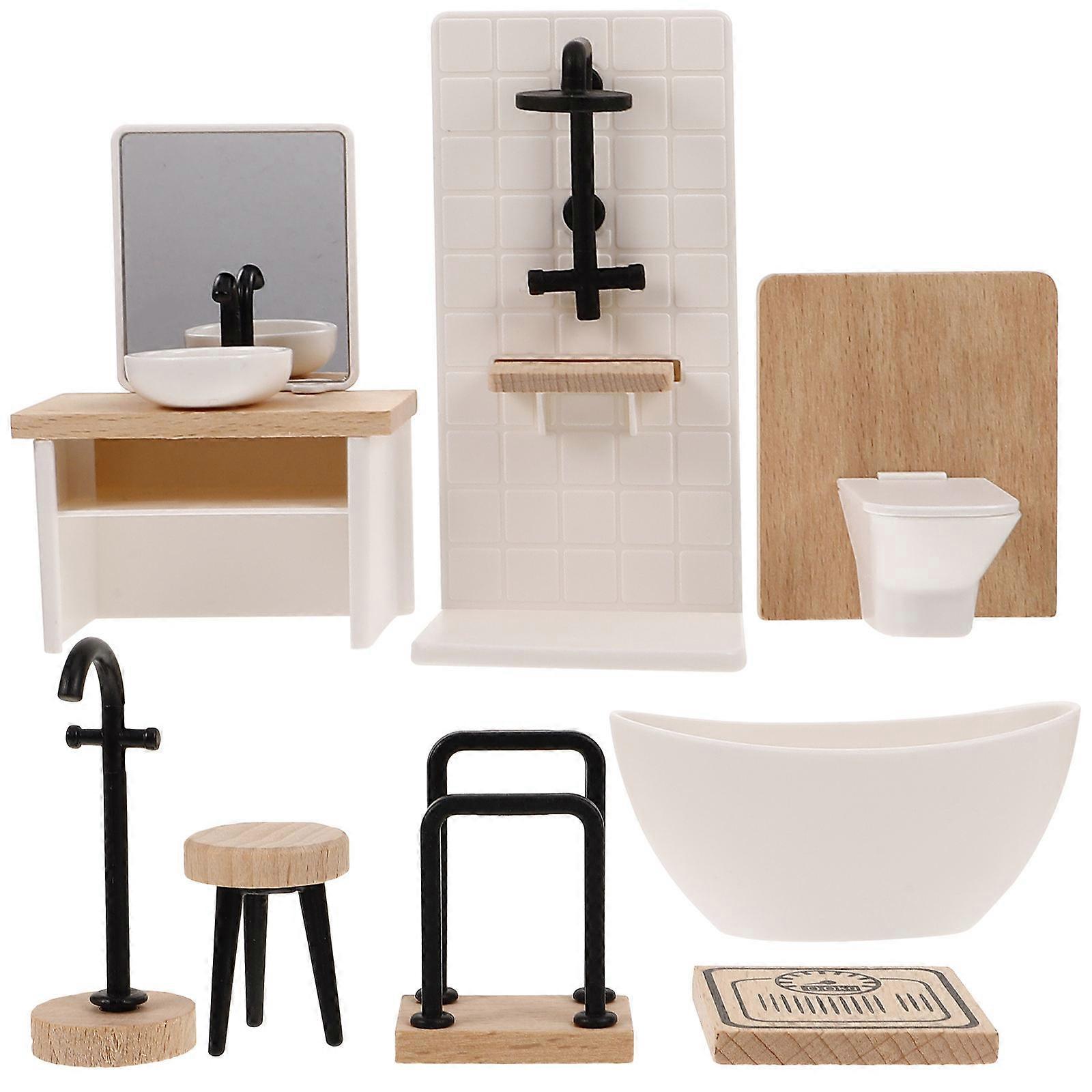 Miniature Dollhouse Bathroom Accessories Set Realistic Furniture Models for Pretend Play and Parent Child Bonding