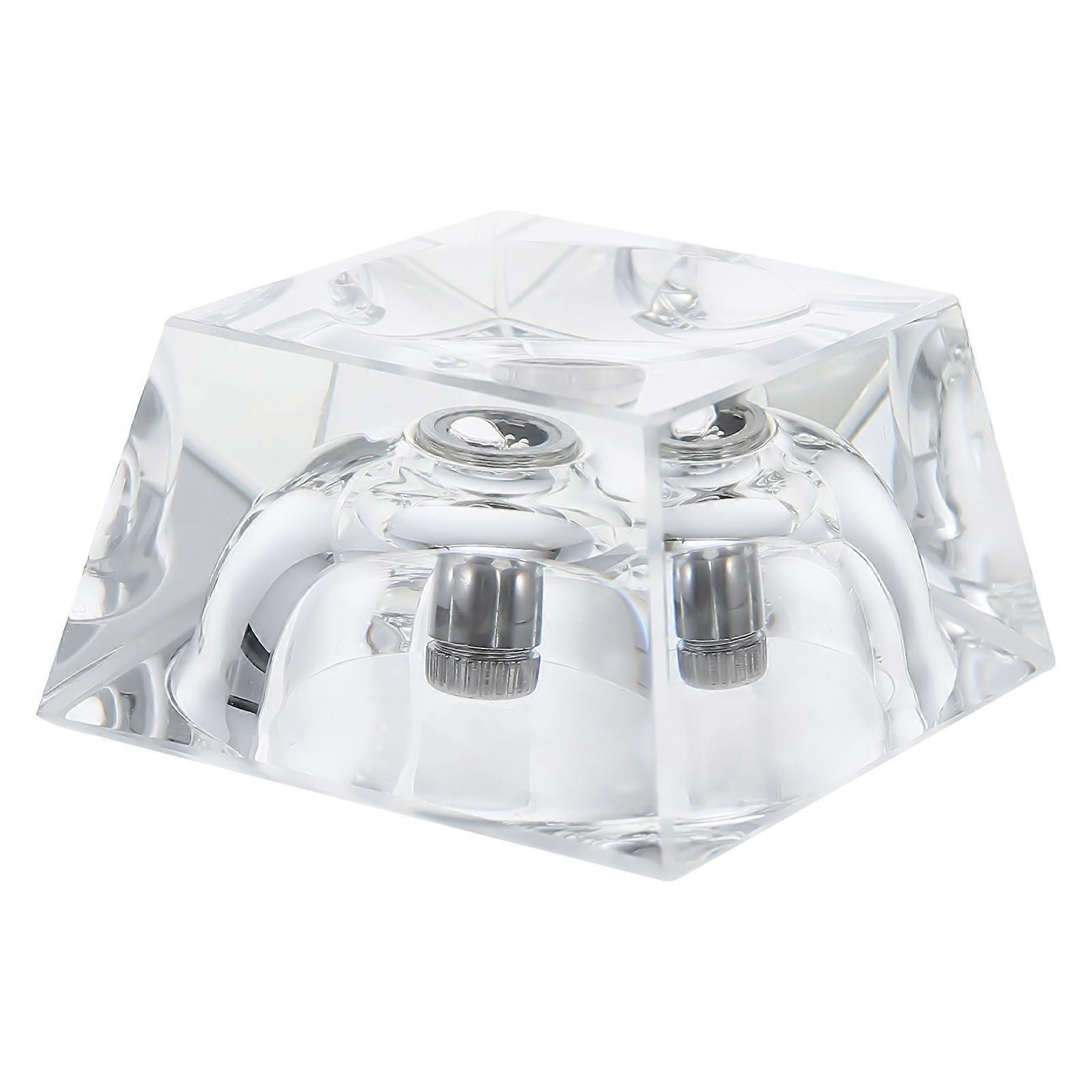Square Crystal Ball Pedestal with LED Lighting   Glass Display Base for Office & Desktop Decor, Transparent Holder for Crystal Spheres, Multi