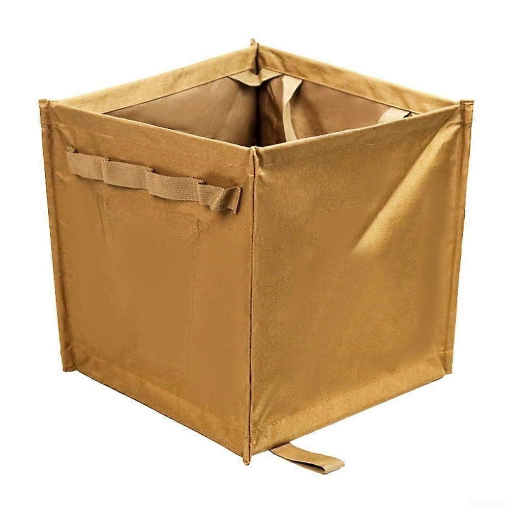 Spacesaving foldable basket for outdoor use, lightweight design with hanging buckle (Khaki)