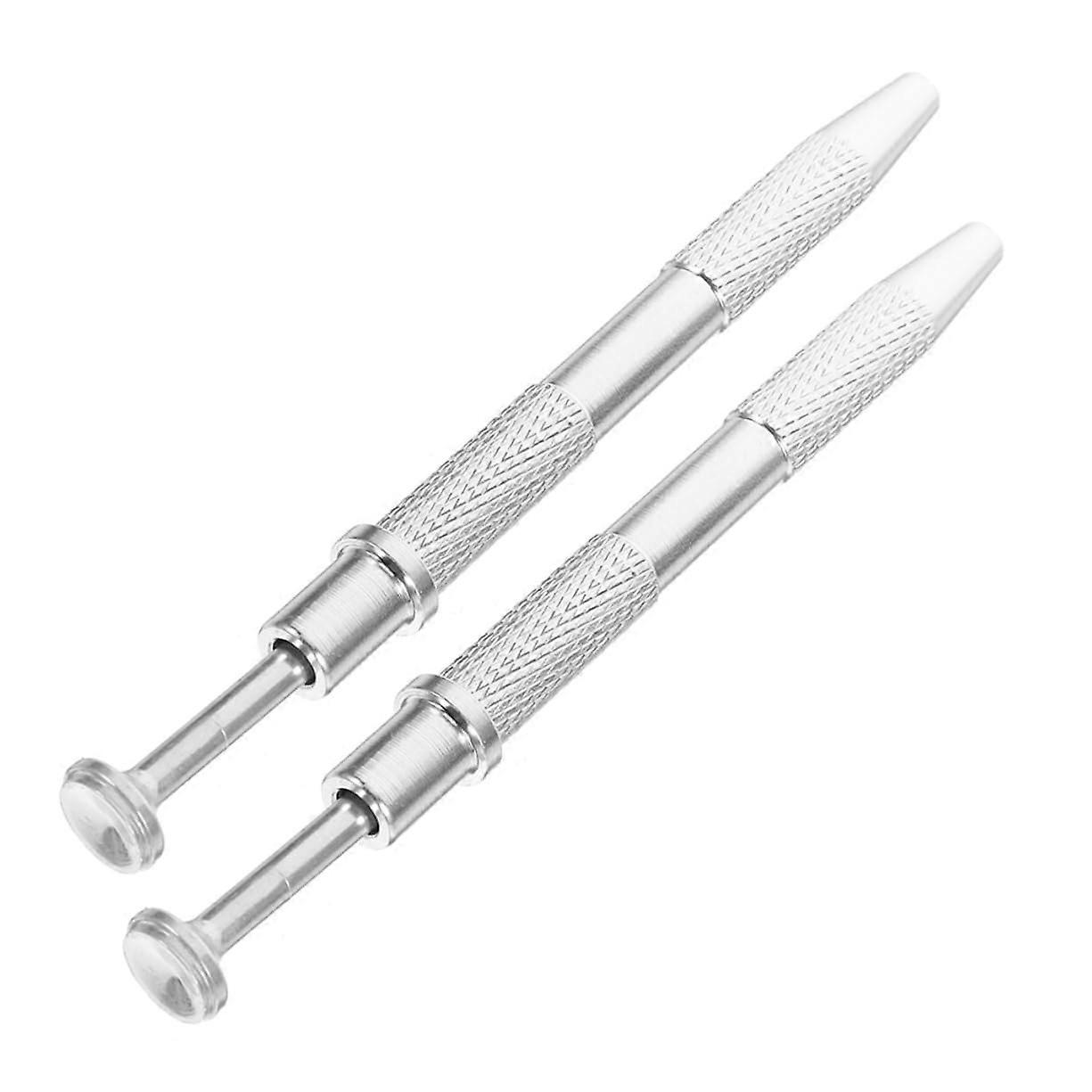 Screw Pickup Claw Grabber Tool Set of 2 Magnetic Aluminium Cucumber Grabber Small Gripping Stick Silver Digger Tool