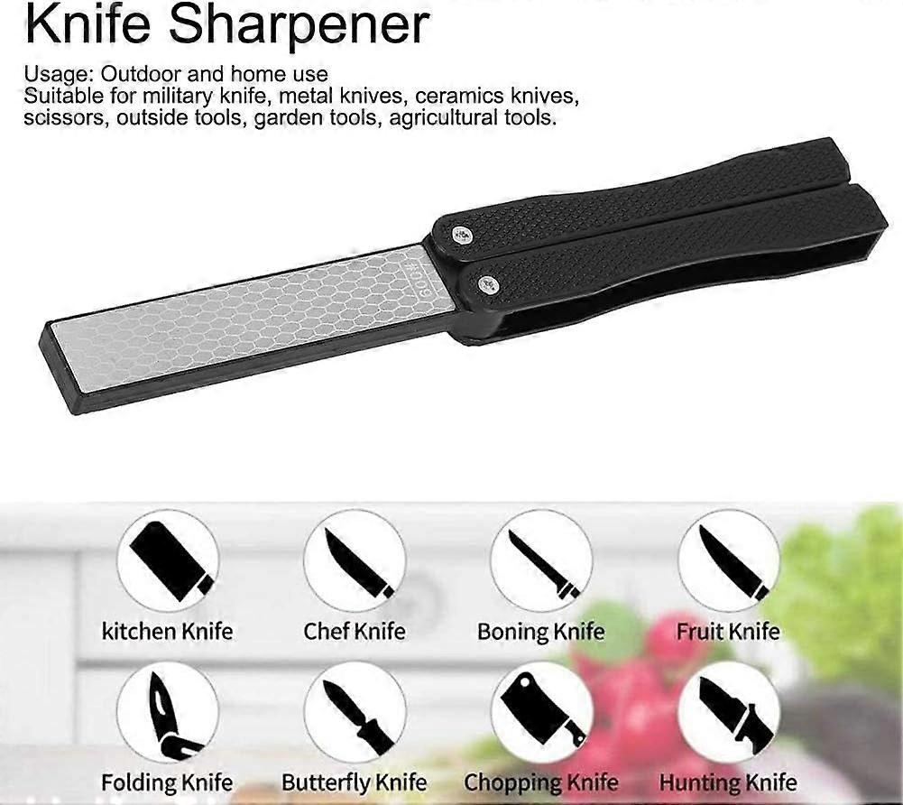 Knife sharpener, knife sharpener, bias knife sharpener, Foldable Diamond Sharpener with Double Sharpening Grain Thick/Extrafine 400/600 Grit (AAA)