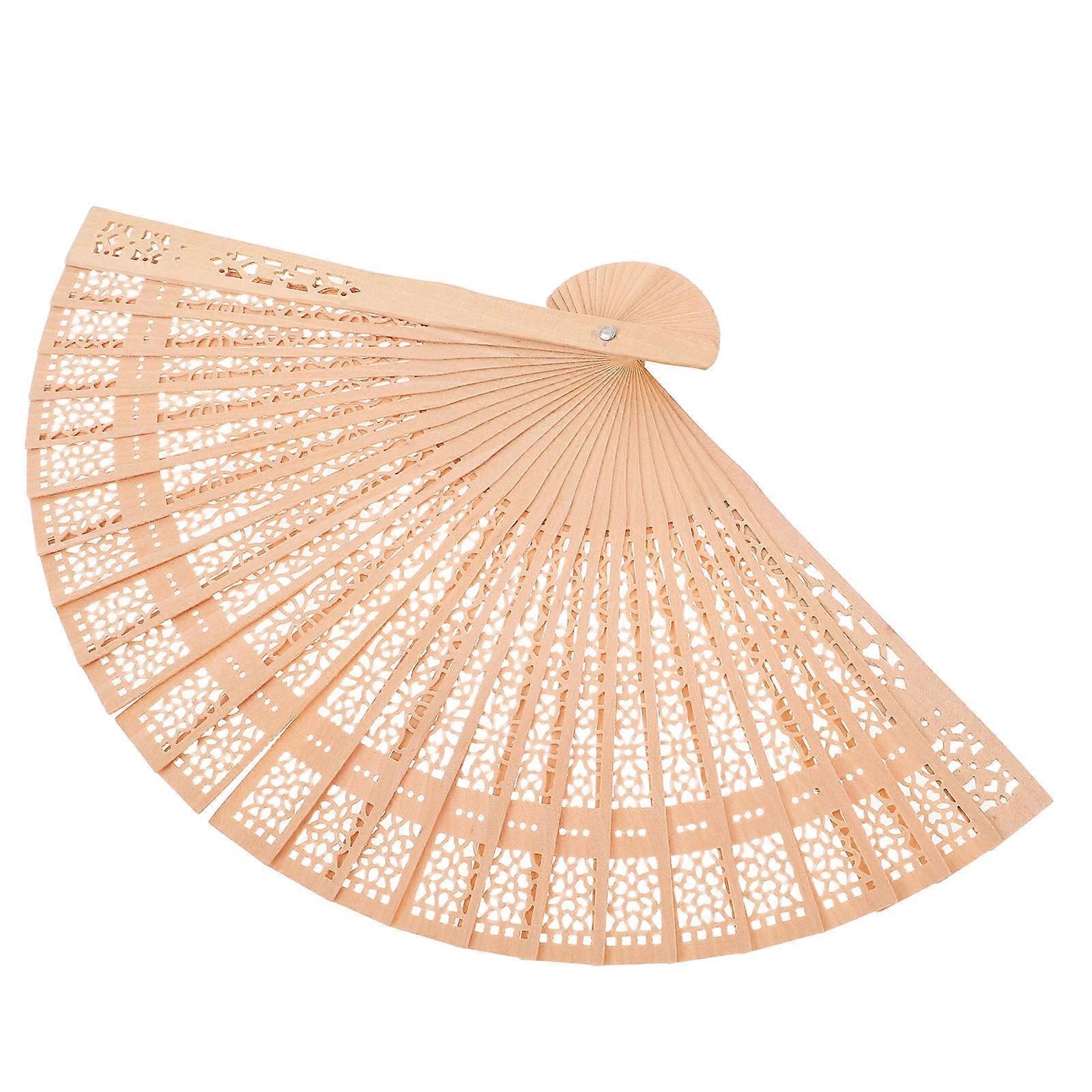 Decorative Folding Fans Wooden Hand Fan For Wedding And Outdoor Activities 1Pack
