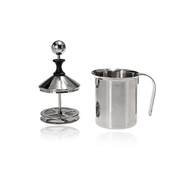Stainless Steel Pump Milk Frother 400 Ml Capacity Double Mesh For Cappuccino And Latte Foam Creamer