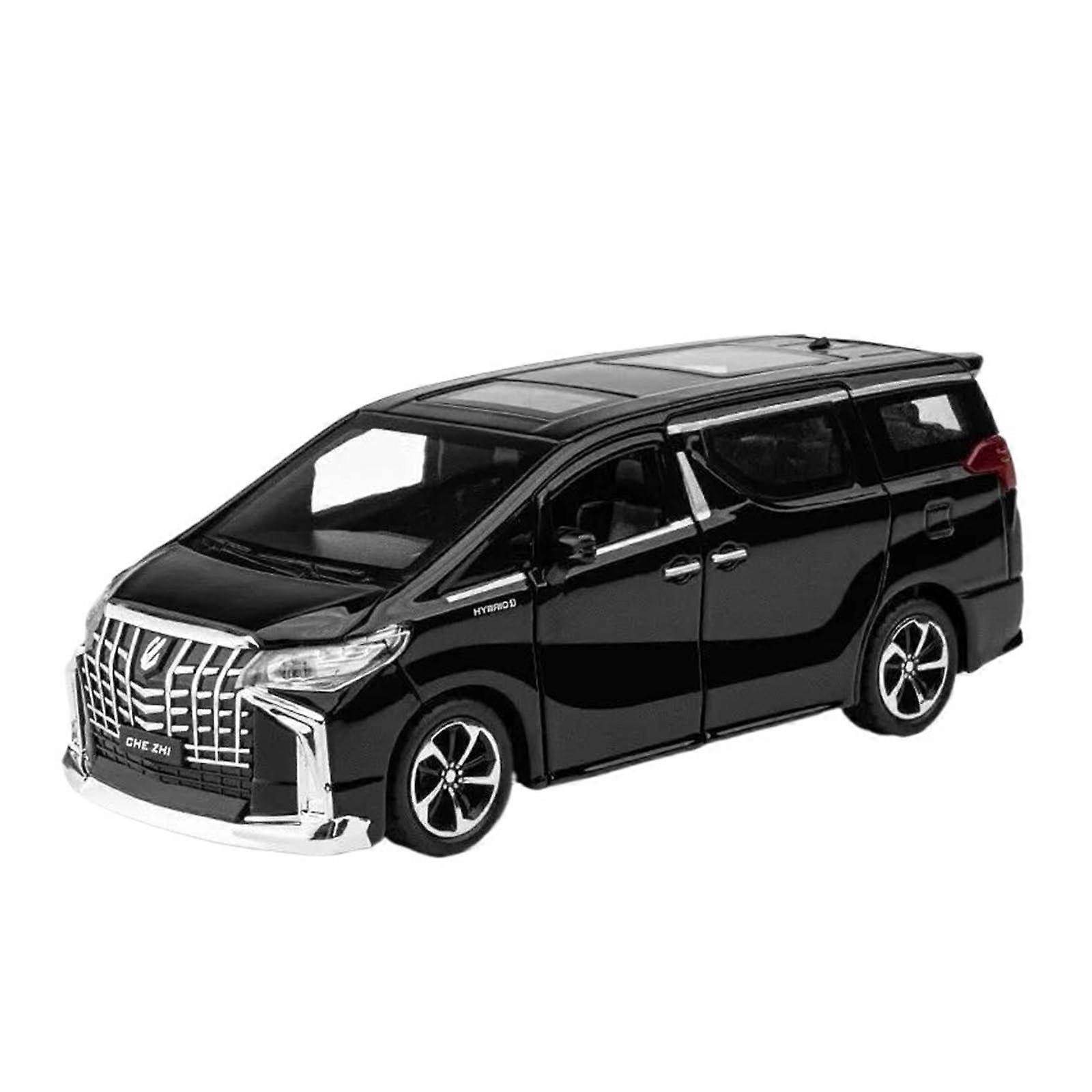 Miniature Models 1:32 for Toyota Alphard MPV Alloy Car Model DieCast Toy Simulation Sound and Light Model Car Collectibles Faithful Replica (Black)