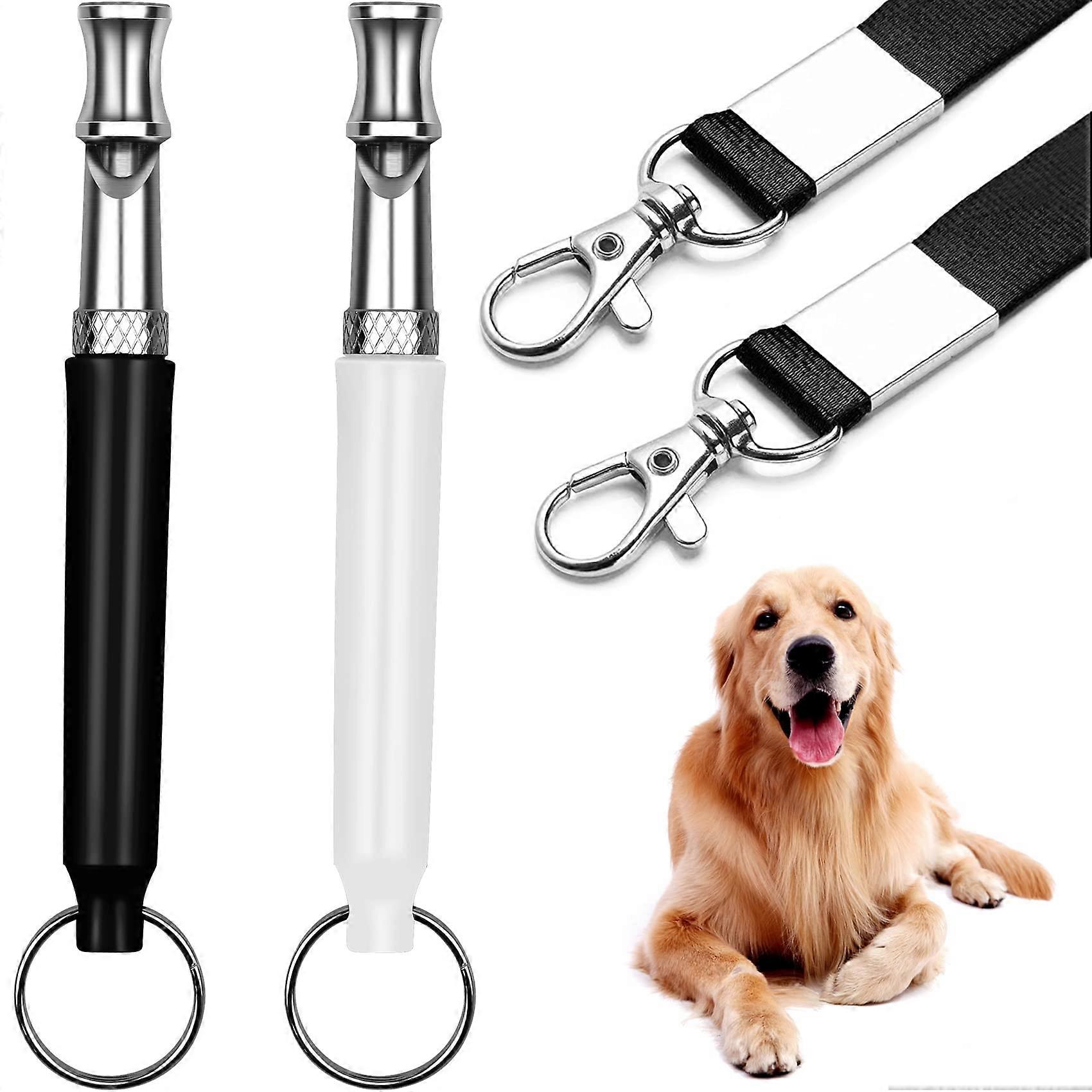 Dog Whistle for Bark Control, Adjustable Silent High-Frequency Whistle, 2 Pack with Lanyard for Recall Training