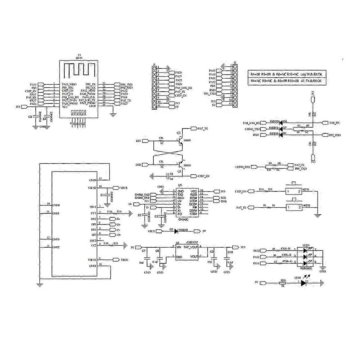 Development Board with Dual-Band Wi-Fi and Low-Power Bluetooth BLE Module with Type-C Interface
