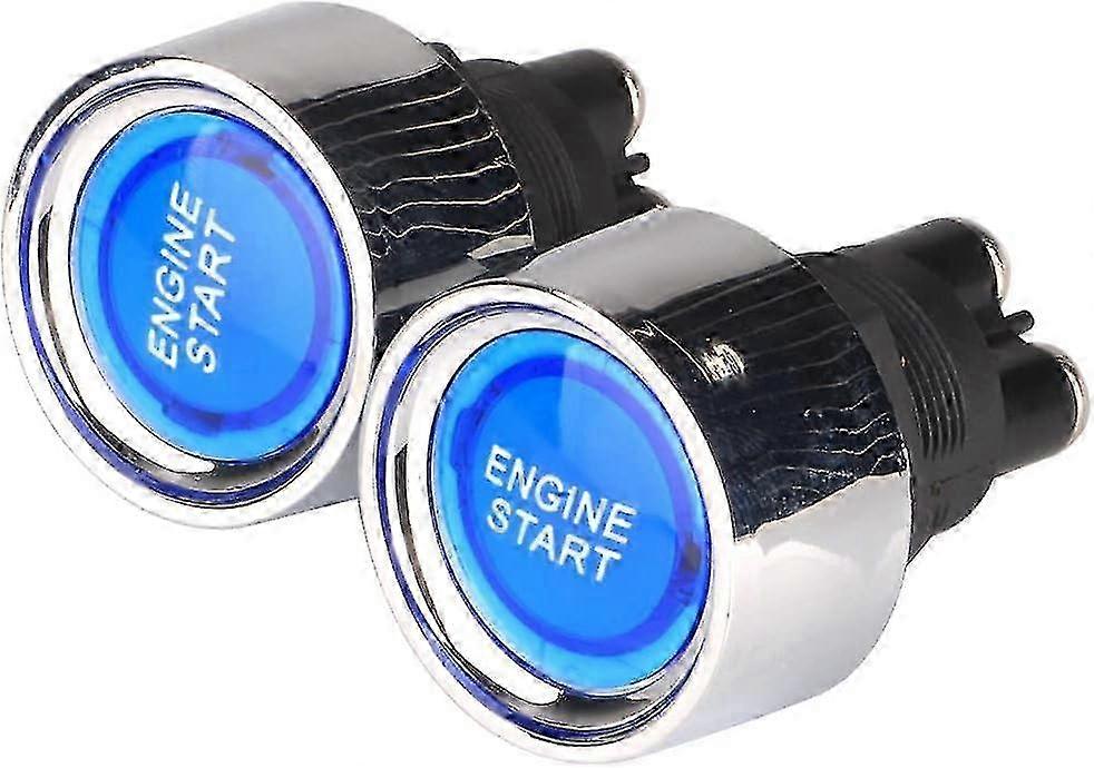 2 Pcs Universal 12v-24v/50a Push Start Ignition Switch, Led Engine Momentary Start Stop Button for Vehicles