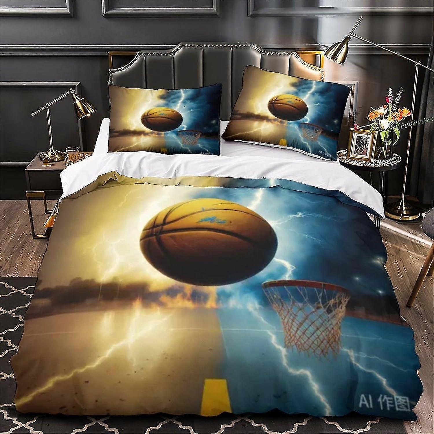 Kids Bedding Set with 3D Flame and Ice Design, 3-Piece Ultra Soft Microfiber Polyester Duvet Cover Set