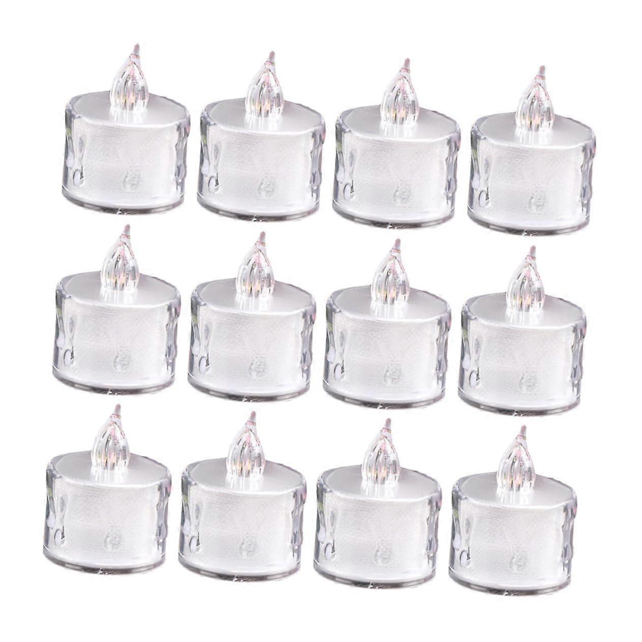 Flameless LED Tea Lights Battery Operated Candles for Indoor Outdoor Use Transparent Design Durable Materials Pack of 12