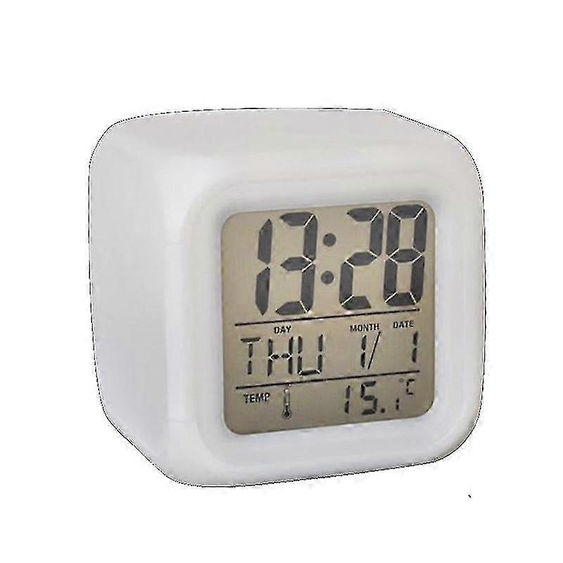 Digital Desktop LCD Snooze Calendar Alarm Clock with Thermometer & Hygrometer for Home Battery Operated