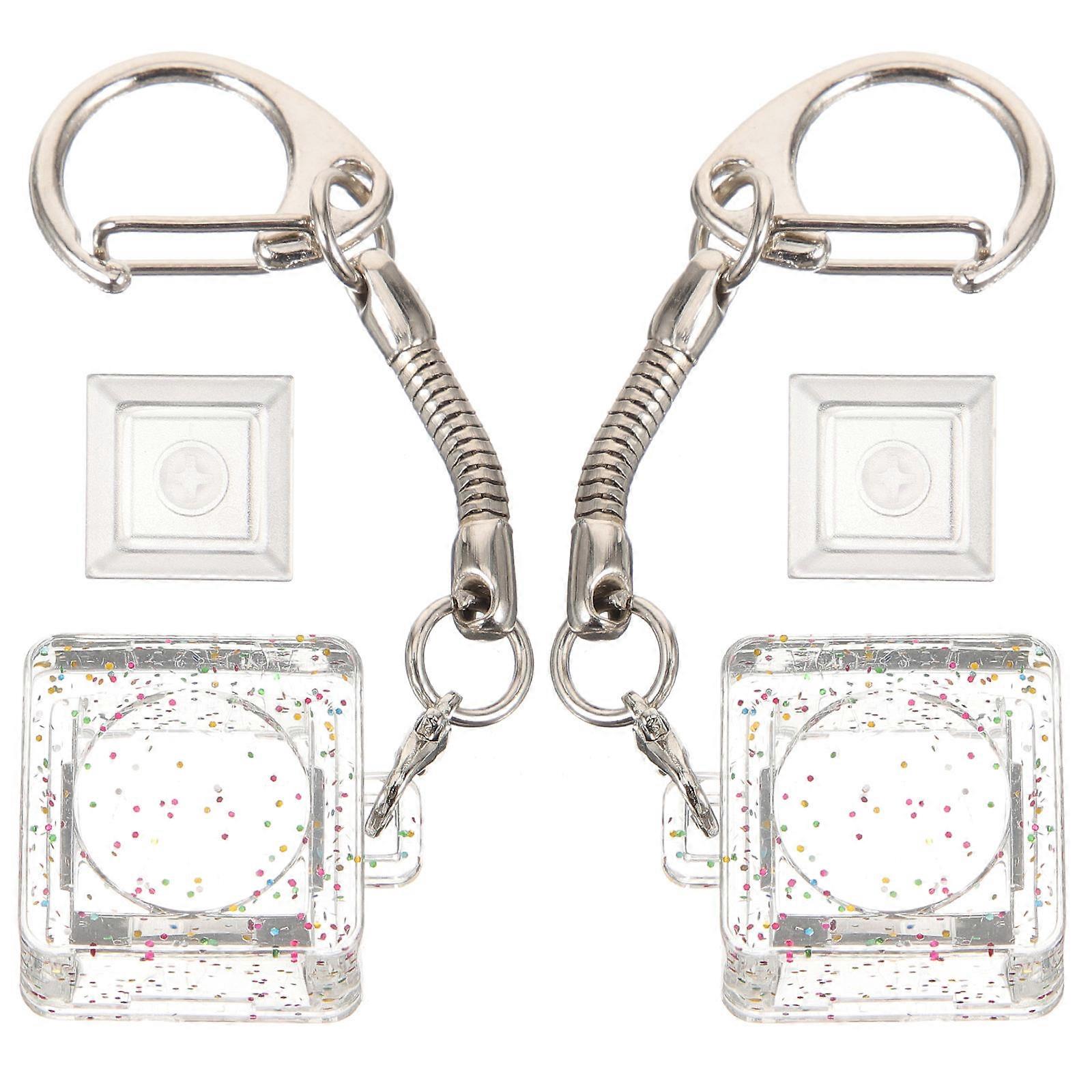 Cute Key Chain Square Keyboard Frame Charm Daily Use Bag Hanging Decor 2x2x1.2cm Plastic Metal 1Set
