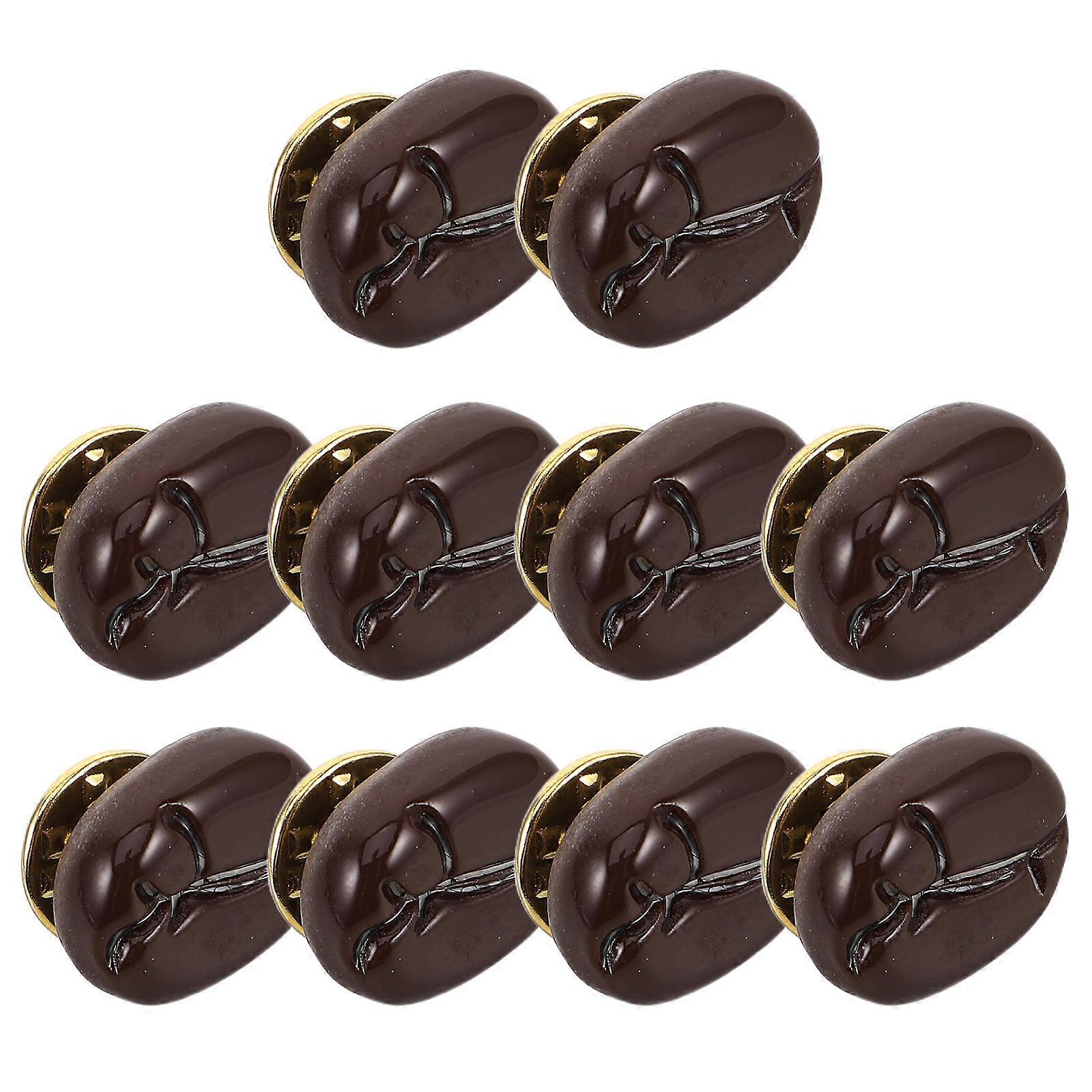 Lapel Pins For Cafes Coffee Bean Brooch Realistic Design For Clothing Hats Bags Backpacks 10Pcs