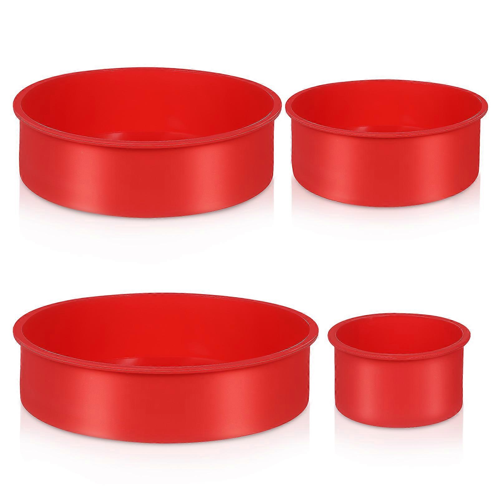 Silicone Cake Pans Sets for Baking with Nonstick Surface 4Pcs Round Cake Pans