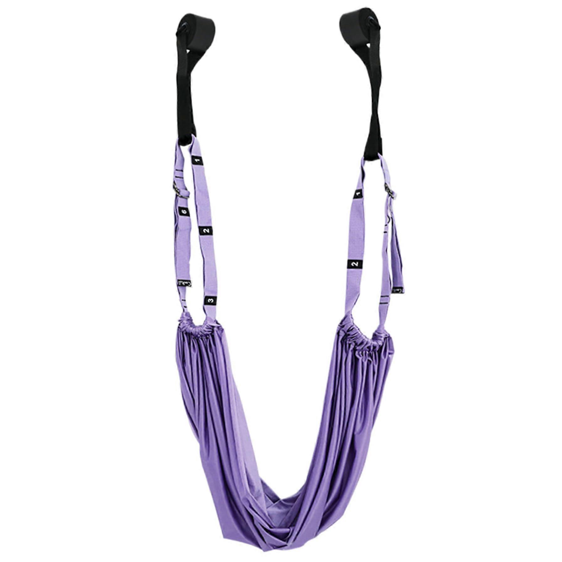 Yoga Belt with Loops Performance Stretch Strap Polyester Cotton Flex 5.1x9.1in Stretching Exercise Training Yoga Equipment, Purple