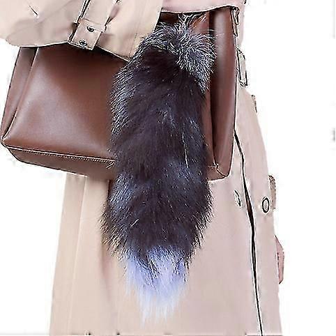 特大のキツネの毛皮のペンダント50 cm、女性用バッグペンダントカーキーホルダー用のシルバーブルーフォックステールアクセサリー