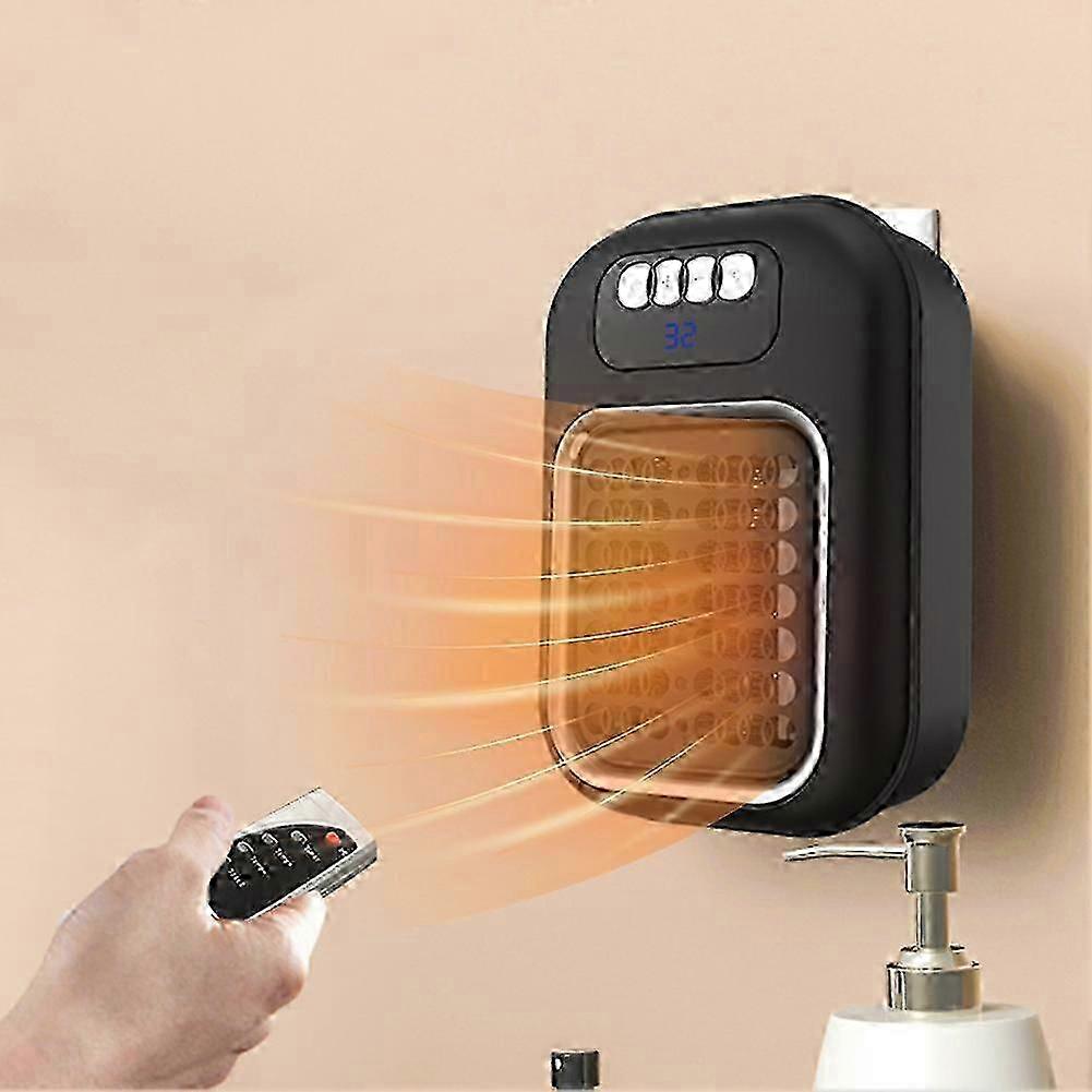 リモコン付き600wミニ電気ヒーター-壁に取り付けられたスペースヒーターオフィスの寝室用の静かでエネルギー効率の高いウォーマーファン