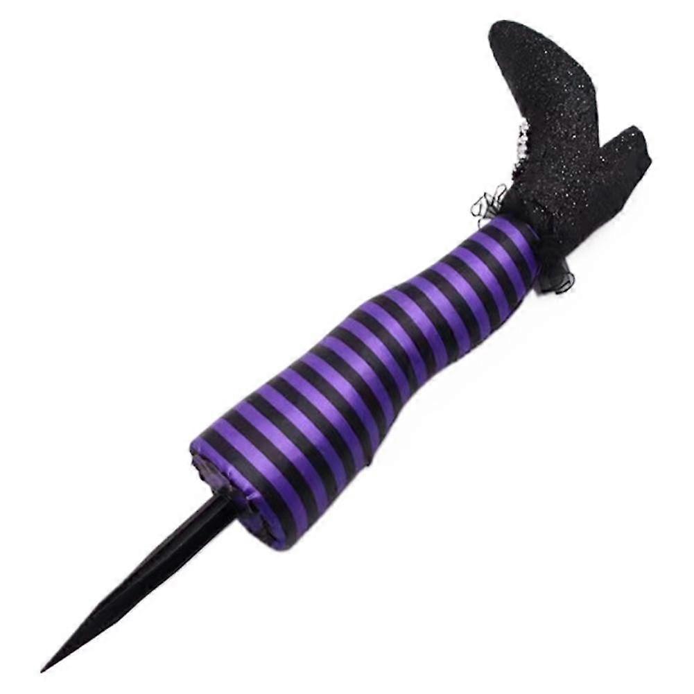 Witch Legs Διακόσμηση αποκριών Ριγέ Μωβ Μαύρο Glitter Πάσσαλοι κήπου