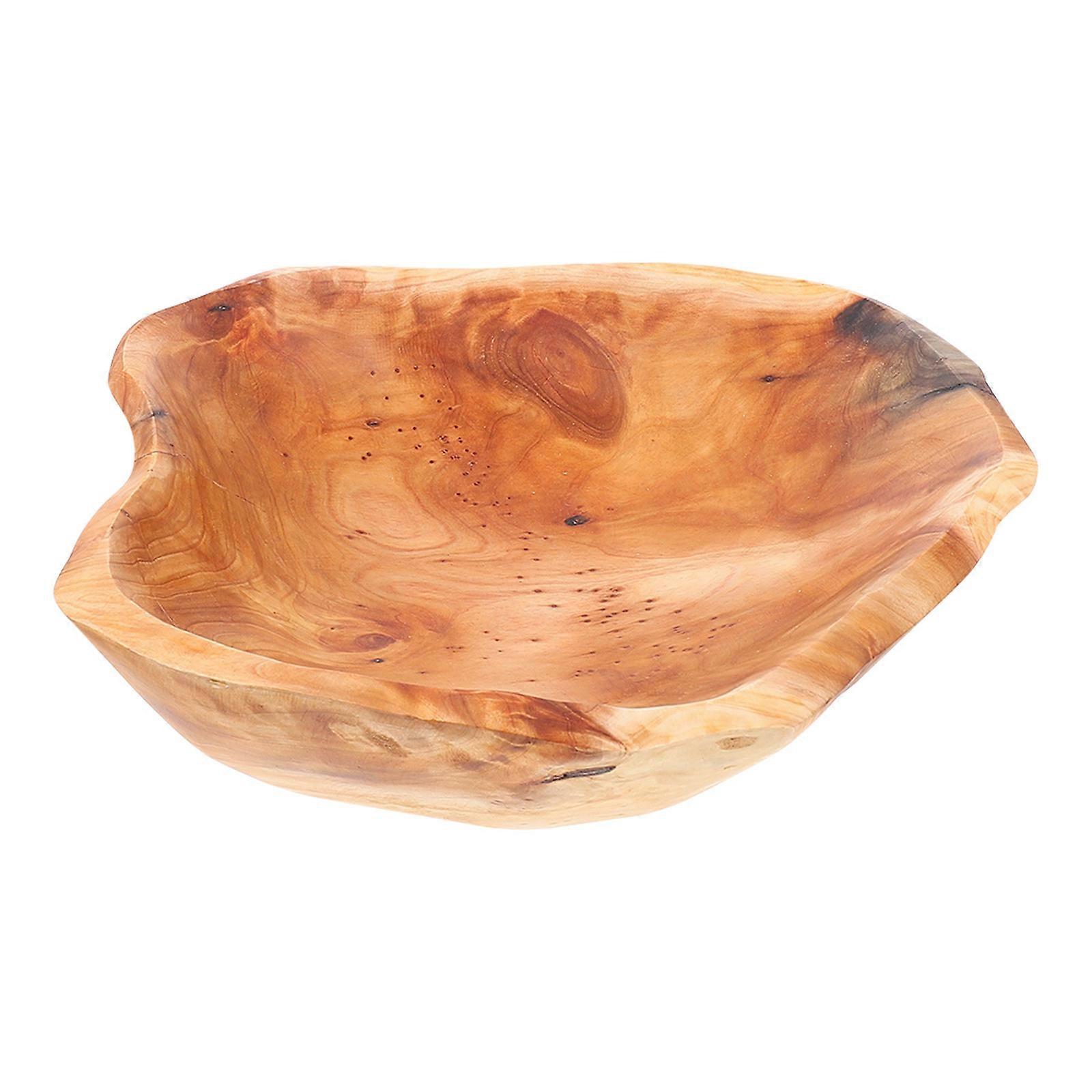 Wooden Fruit Storage Bowl with Lightweight Tray for Home Decoration and Space Saving Organization, Random Shape Design