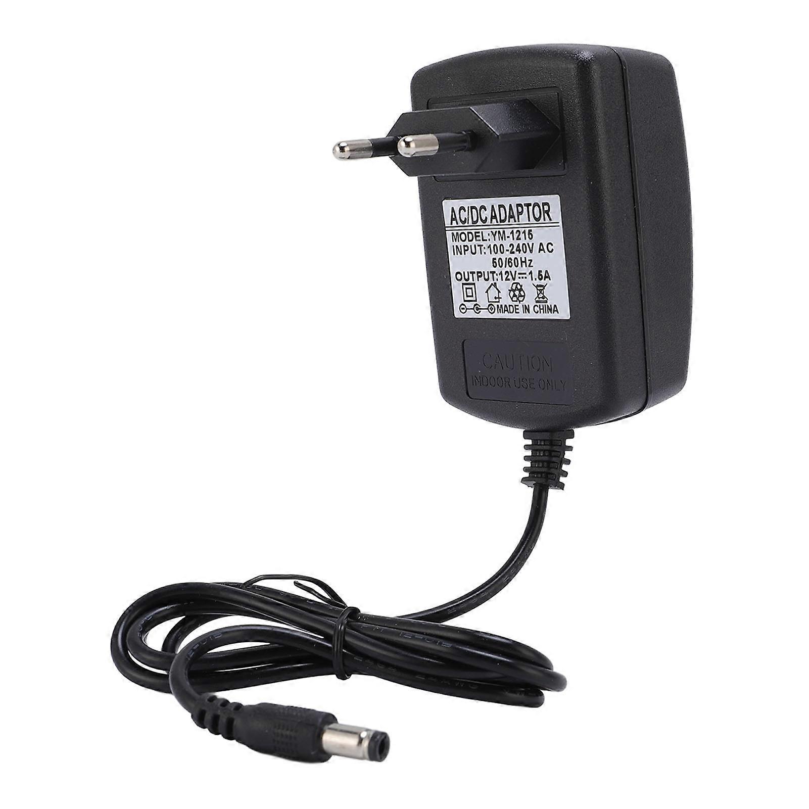12V 1.5A Power Adapter - 5.5x2.5mm DC Plug for LED Displays & Gaming Consoles, EU Plug