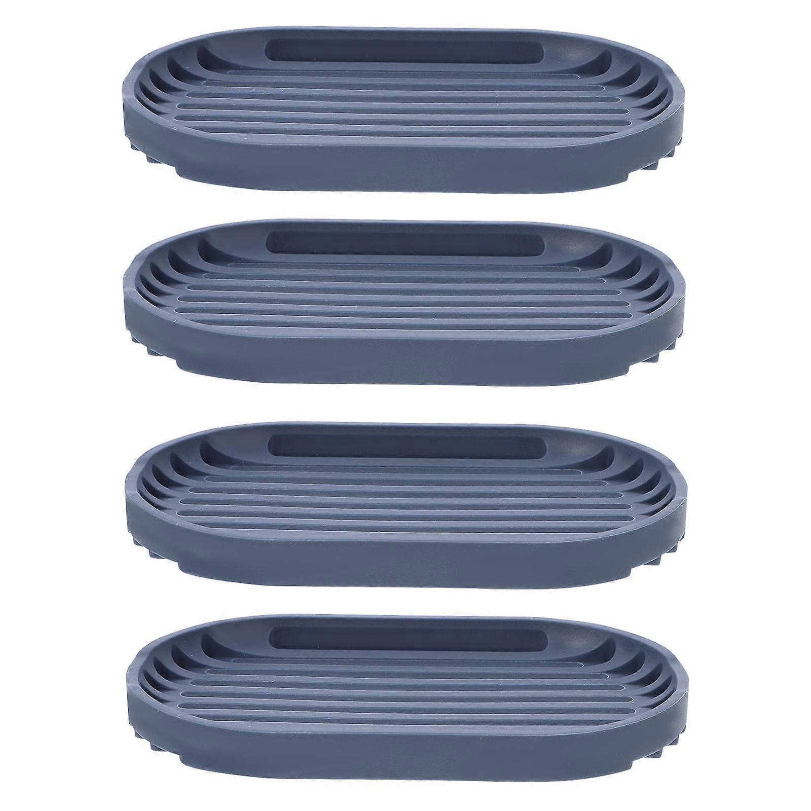 Bathroom Soap Dish Draining Tray Simple Shaped TPE Storage Holder 13.7X8CM 4Pcs