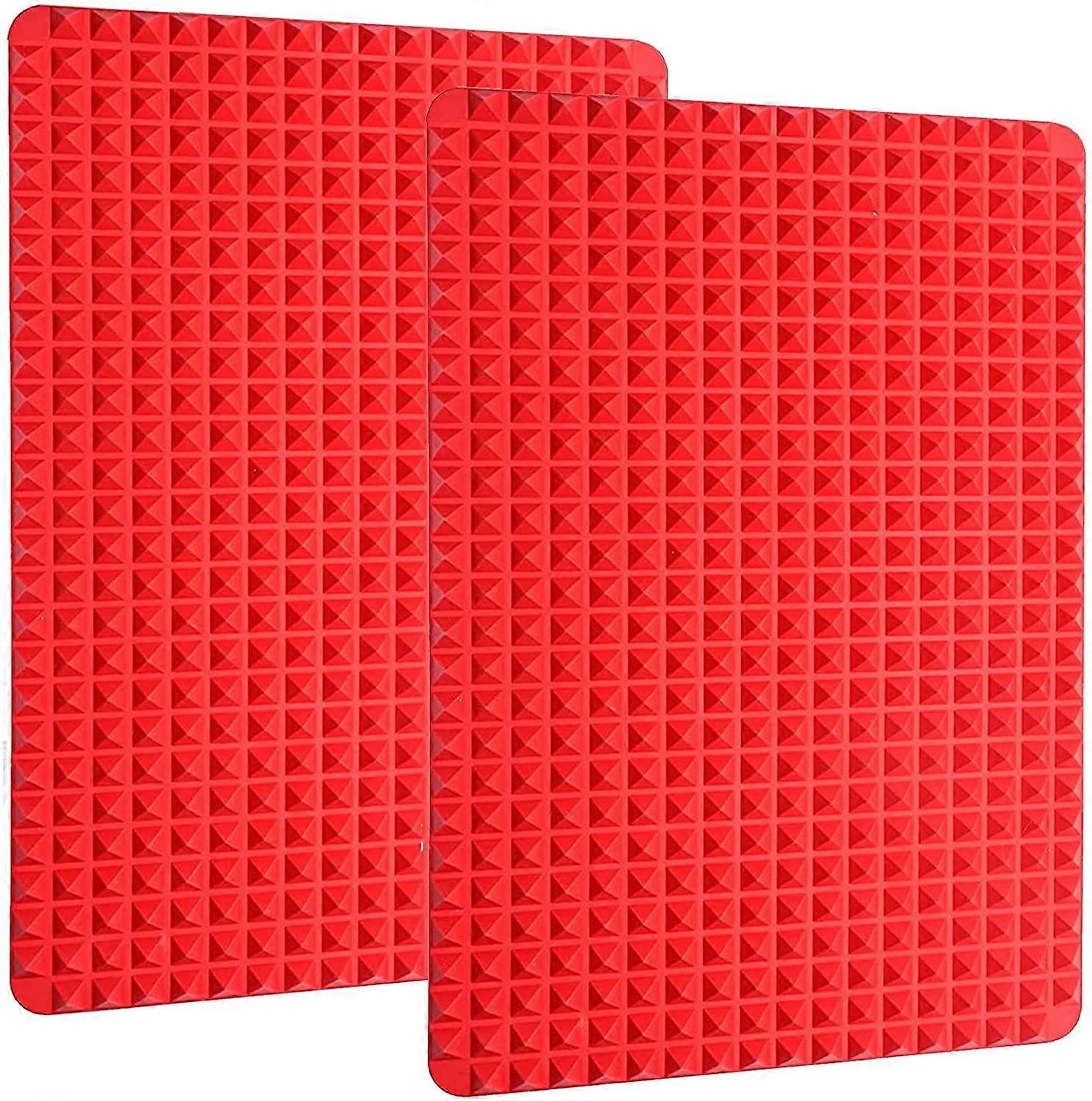 Silicone Baking Mat with Pyramids, Set of 2, Red, 39.5 cm x 27.5 cm
