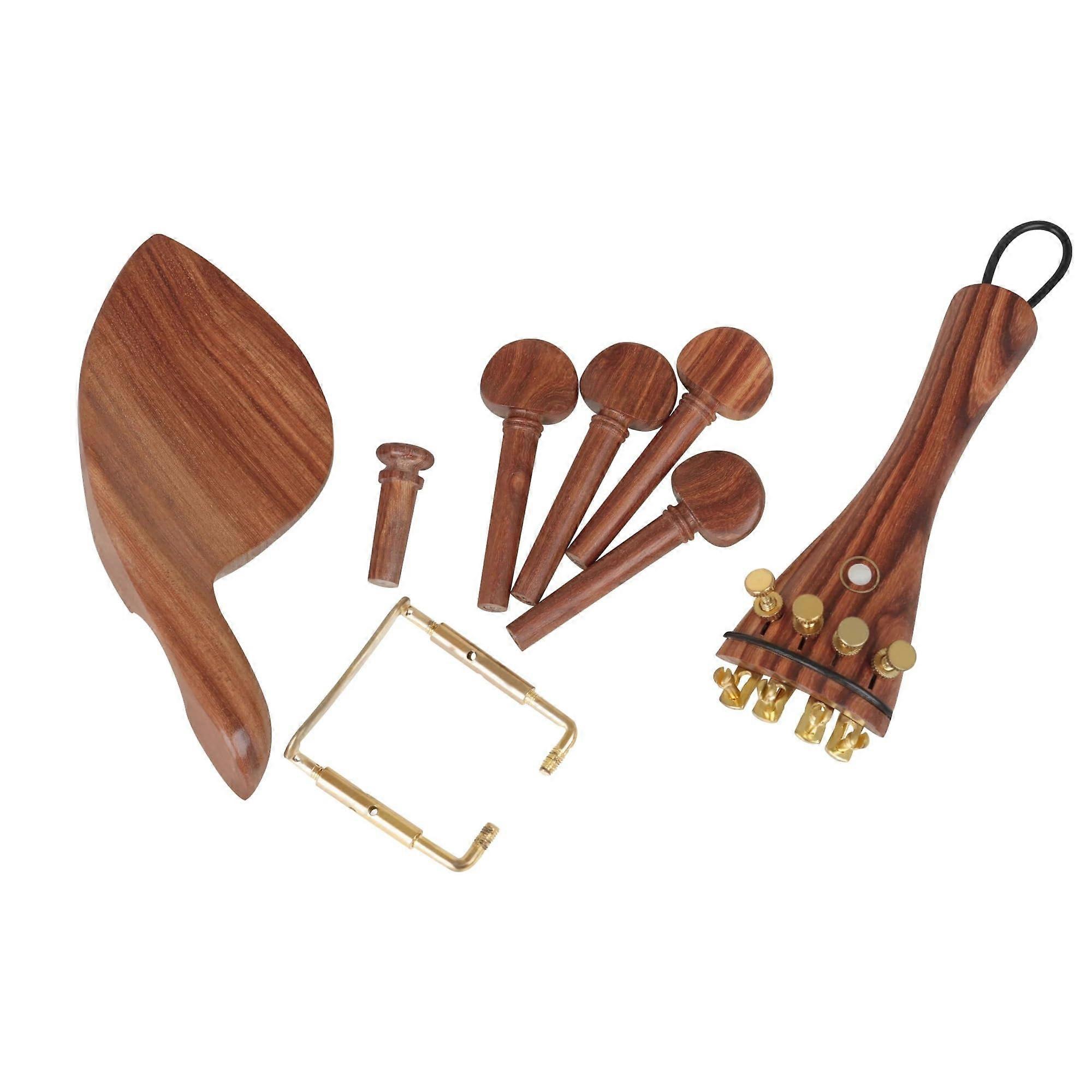 4/43/4 Violin 5Piece Set Wooden Accessories Parts String Board String Shaft Nail Cheek Rest Tail Cord