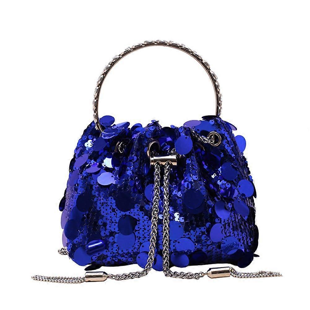 Glitter Handbags Women's Blue Sequin Shoulder Bag Small Chain Crossbody Evening Clutch for Weddings and Parties