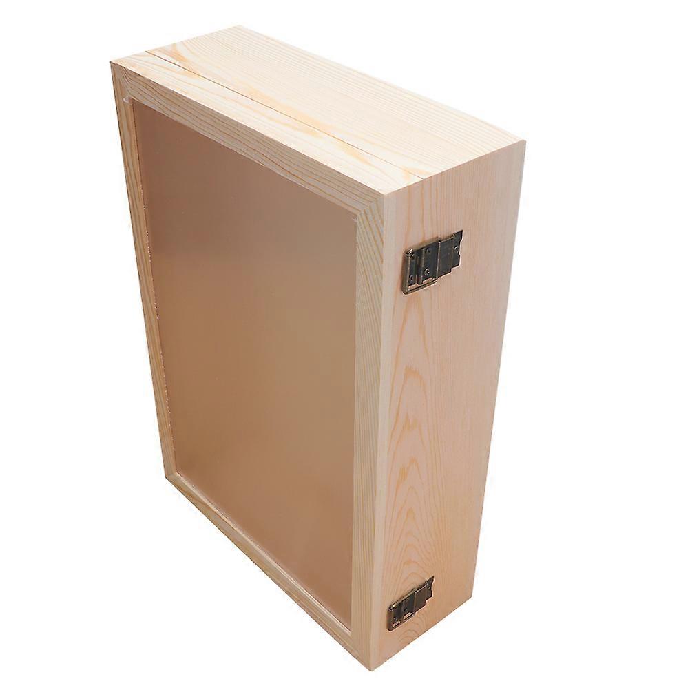 Everlasting Flower Box Wooden present Storage Case For Home Office Yellow 35*25*10cm Display Protection 1Pack