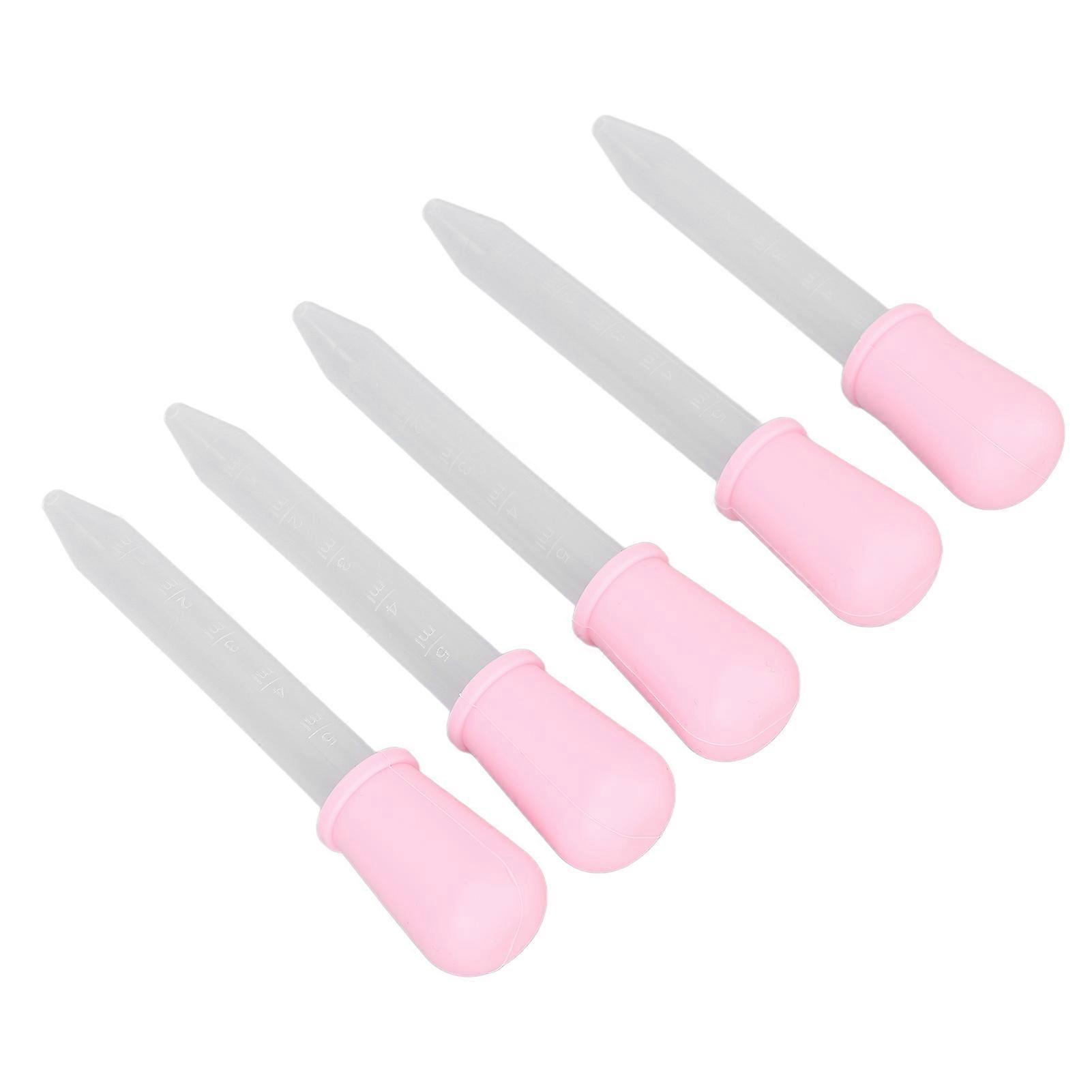 5pcs Transfer Pipettes DIY Transparent Calibrated Dropper for Epoxy Resin Laboratory Experiment (Pink)