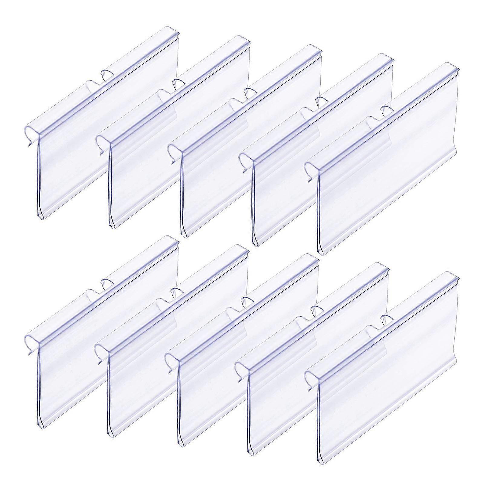 50 PCS Clear Plastic Label Holders for Wire Shelf Retail Price Label, 8cm x 4cm Basket Labels Clip On Labels for Storage Bins
