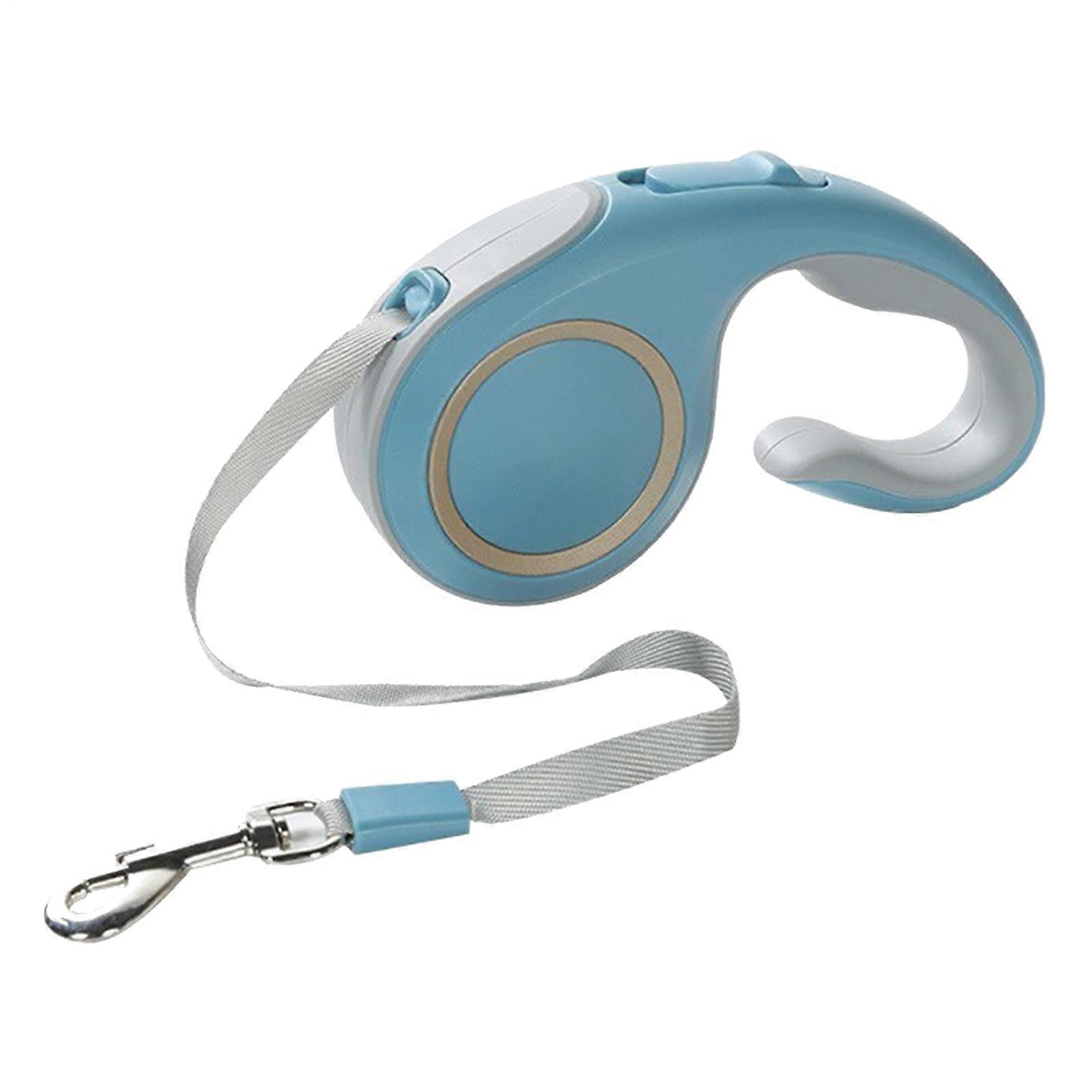Retractable dog leash, lightweight, nonslip grip, durable lock, for hiking, walking, running, blue, 5m.