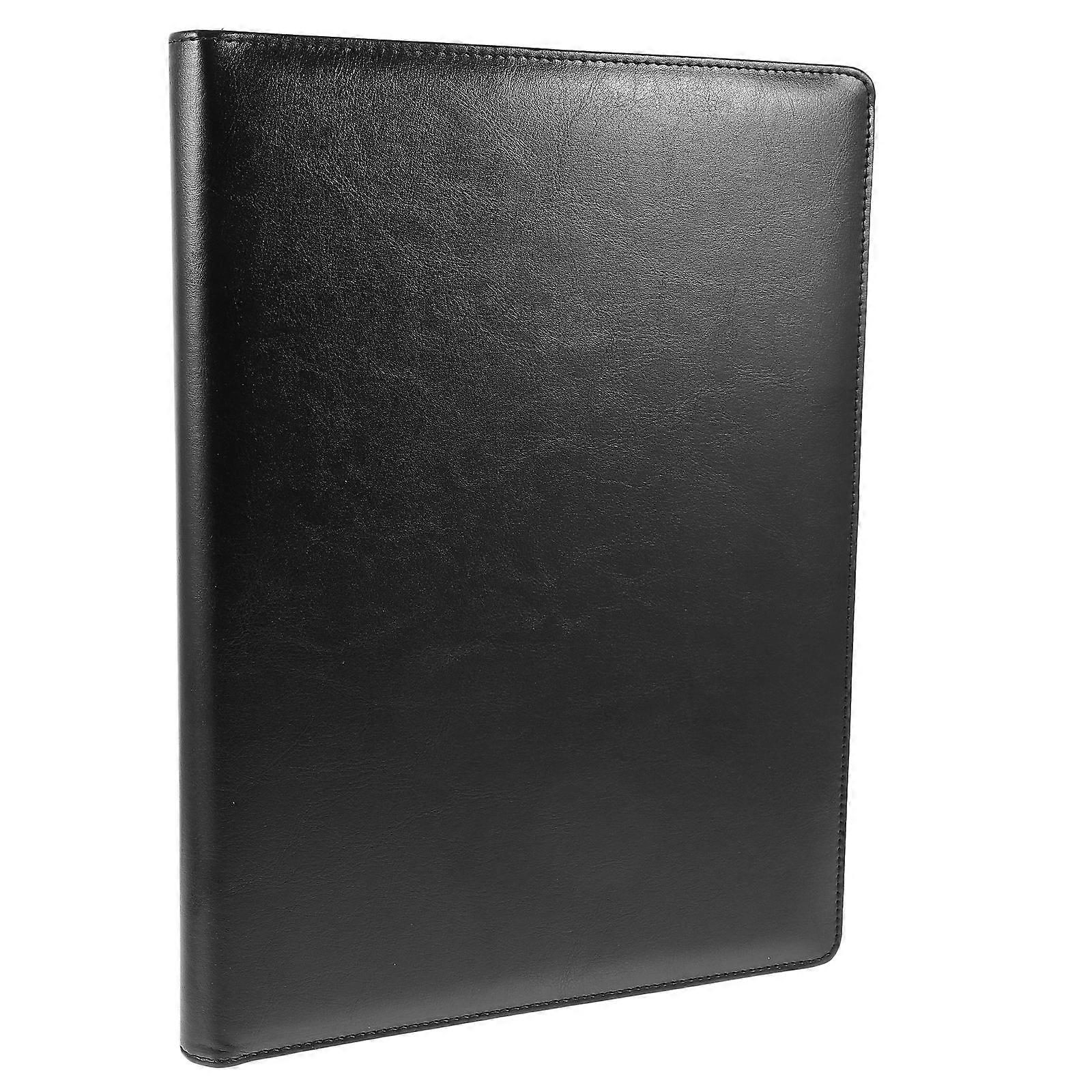 Padfolio Organizer Set with Multi Division Document Holder, Clips for Office Use, Simple Black Design for Daily Planning and Conferences
