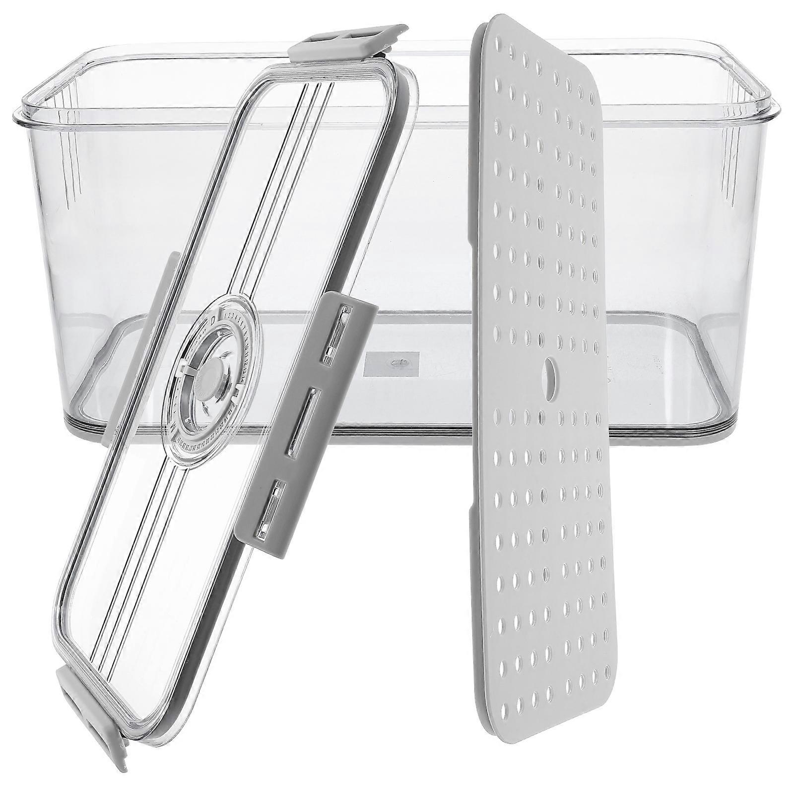 Airtight Bread Storage Container Time Recording Kitchen Counter Bread Box Fresh-Keeping Grey 32.50X17.50X15.50CM 1Set
