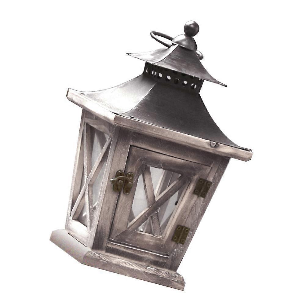 Dark Grey Iron Desktop Candleholder for Decor Portable Lantern and Hanging Ornament 1Pc